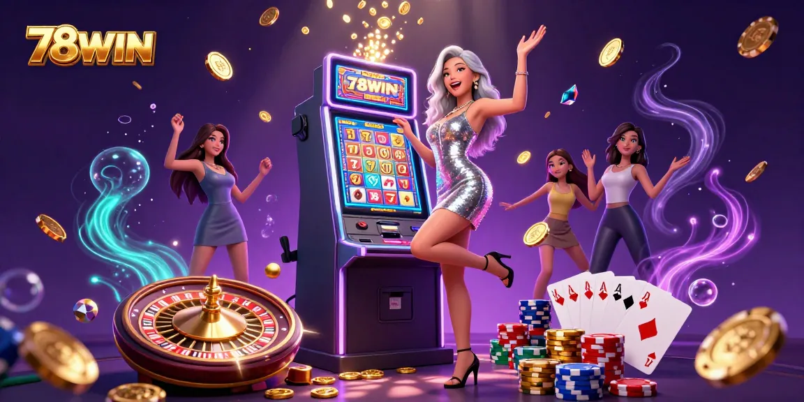 Play and win at the 78WIN slot machine, where golden coins erupt and jackpot excitement awaits.