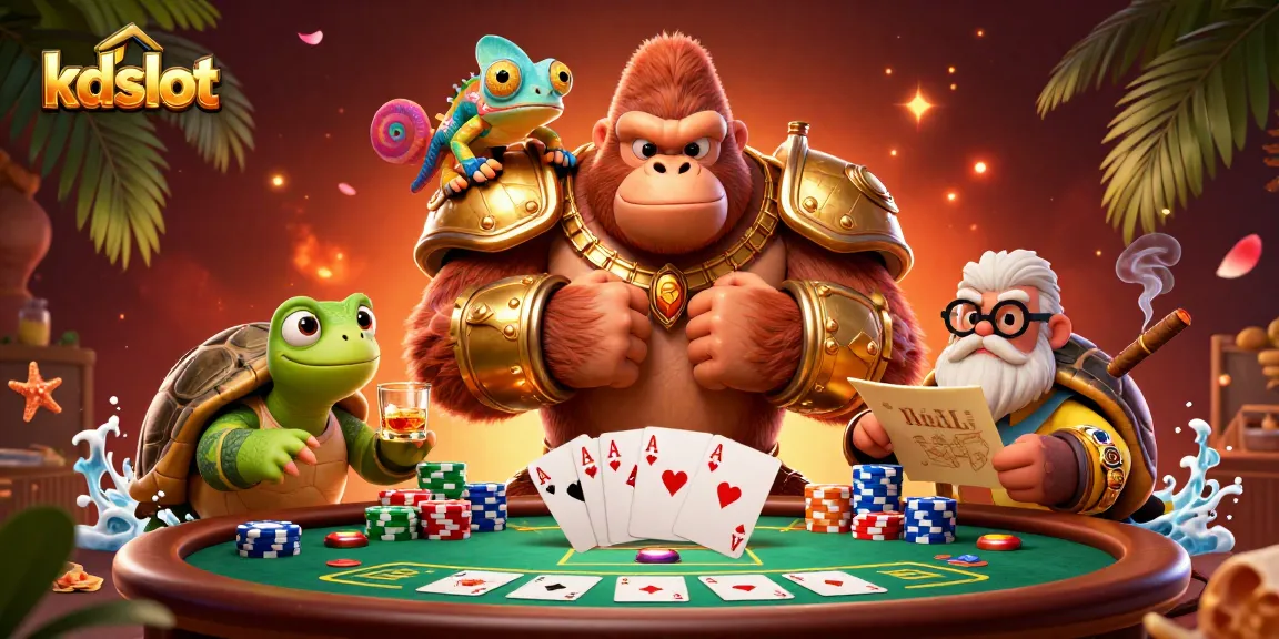 Join the thrilling kdslot experience with a gorilla king, vibrant environment and dynamic gameplay elements.