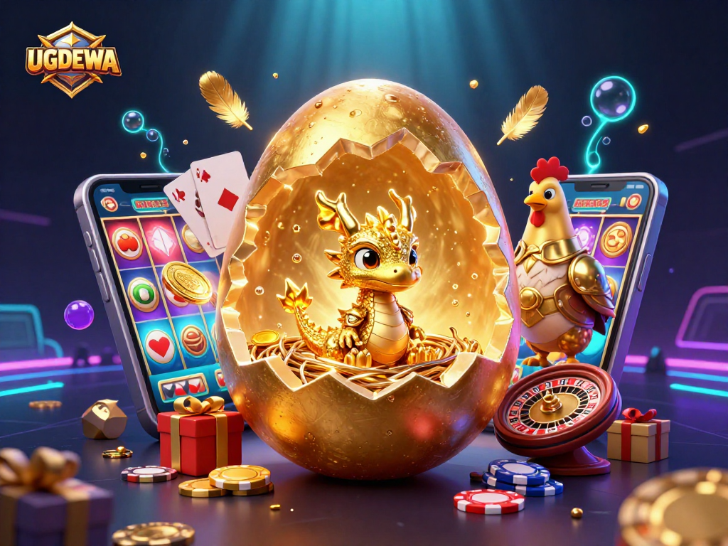 Experience exhilarating gameplay with UGDEWA's golden dragon and vibrant casino elements