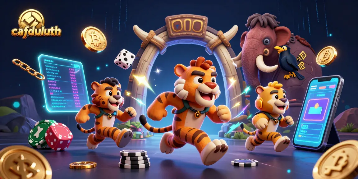 Experience thrilling gameplay at cafduluth with a vibrant cartoon casino scene filled with iconic gaming elements.