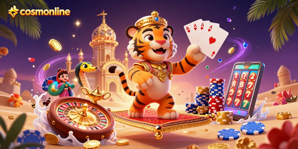 Experience the thrill of cosmonline's credit card casinos with a breathtaking 3D casino-themed illustration.