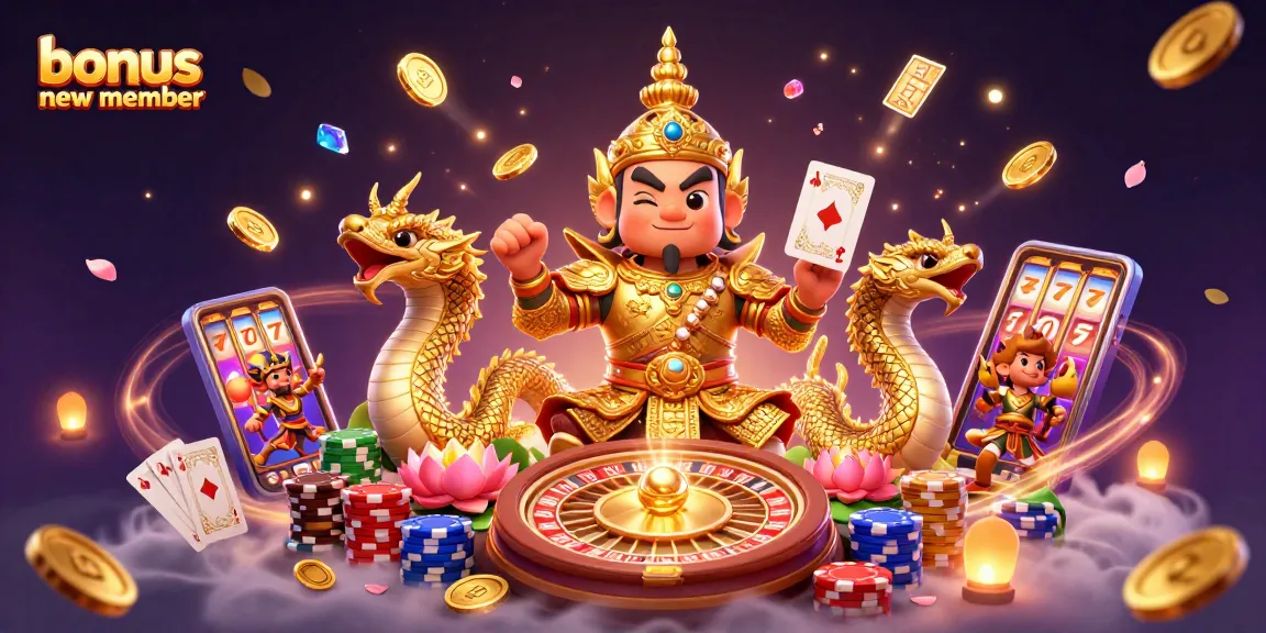 Spin the reels with the exciting bonus new member promotion in a vibrant casino scene.
