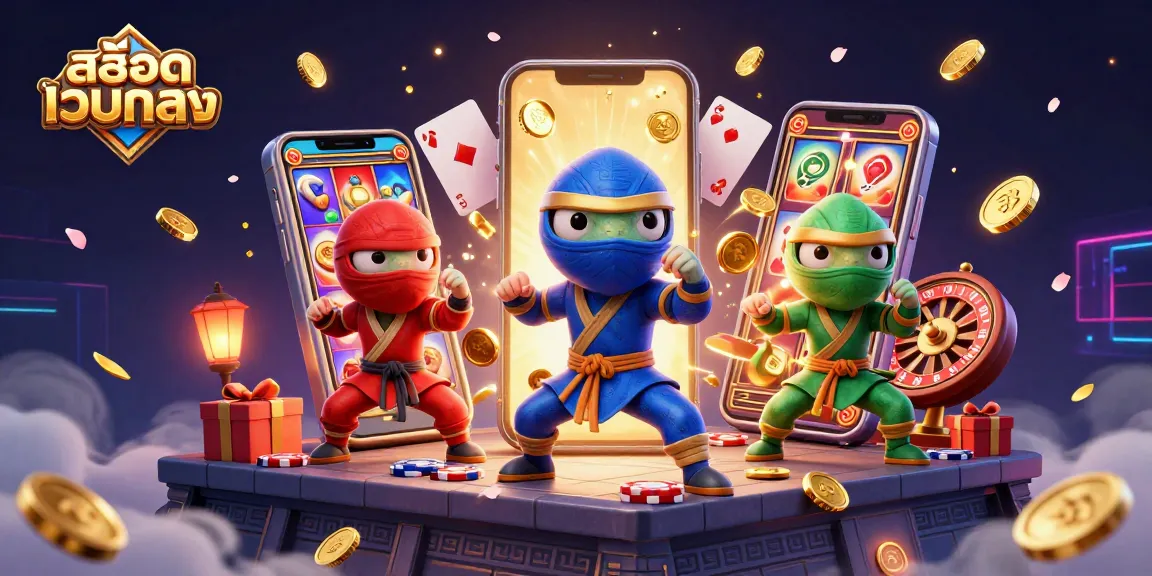 Experience the thrill of สล็อตเว็บตรง with a vibrant team of chameleon ninjas in action, showcasing exciting slot game elements.
