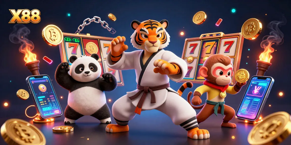 X88 engages players with thrilling casino action featuring vibrant 3D characters and exciting slot game elements.