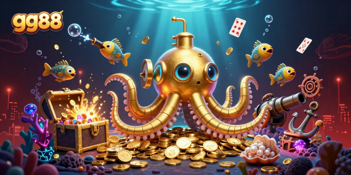 Experience the excitement of play at gg88 with a vibrant underwater casino scene featuring whimsical characters and treasures.