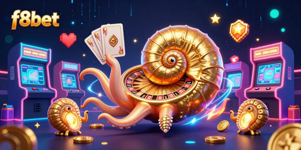 Join the excitement at f8bet with a vibrant casino scene featuring a giant nautilus and glowing companions.