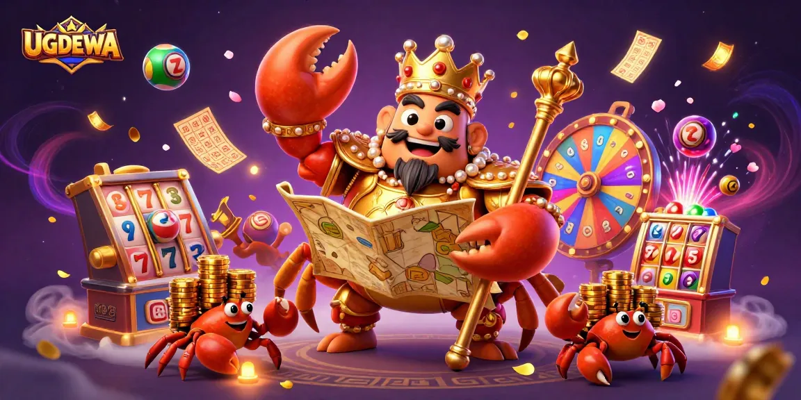 Experience the thrill of UGDEWA with a dynamic scene filled with slots and colorful gaming elements.