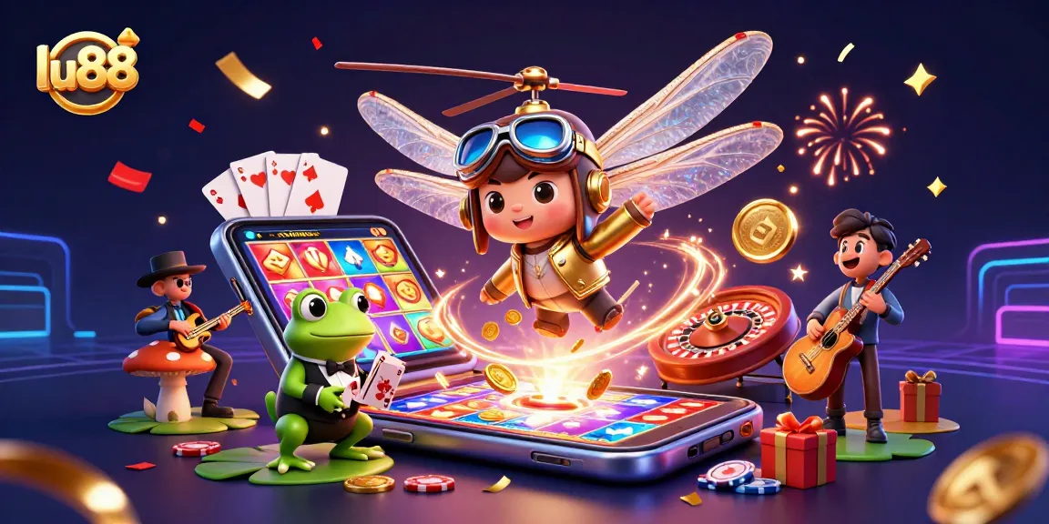 Experience exciting gameplay at lu88 with vibrant slot games and devious croupiers amidst a lively casino scene.