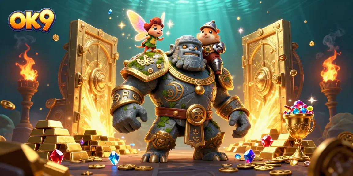 Experience exciting wins with ok9 as the golem grants magical jackpots in this vibrant casino scene.
