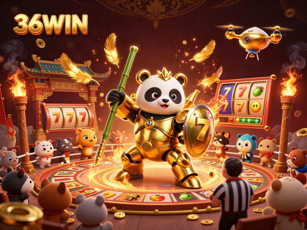 Experience thrilling gameplay with 36WIN in this vibrant 3D casino illustration featuring exciting gaming elements.