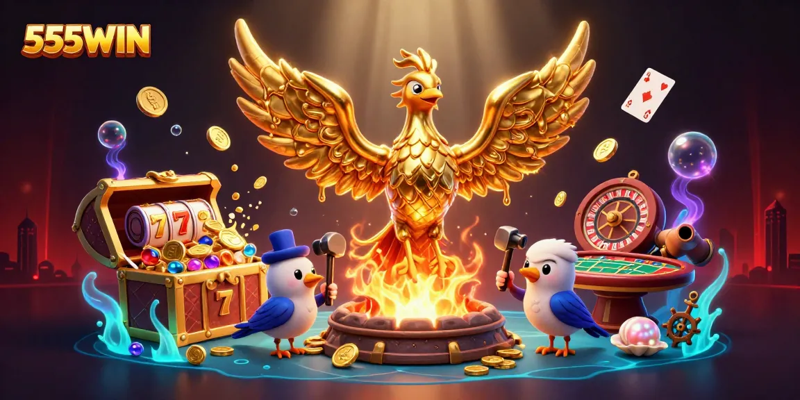 Experience exciting gameplay and jackpots at 555WIN with this vibrant casino scene.