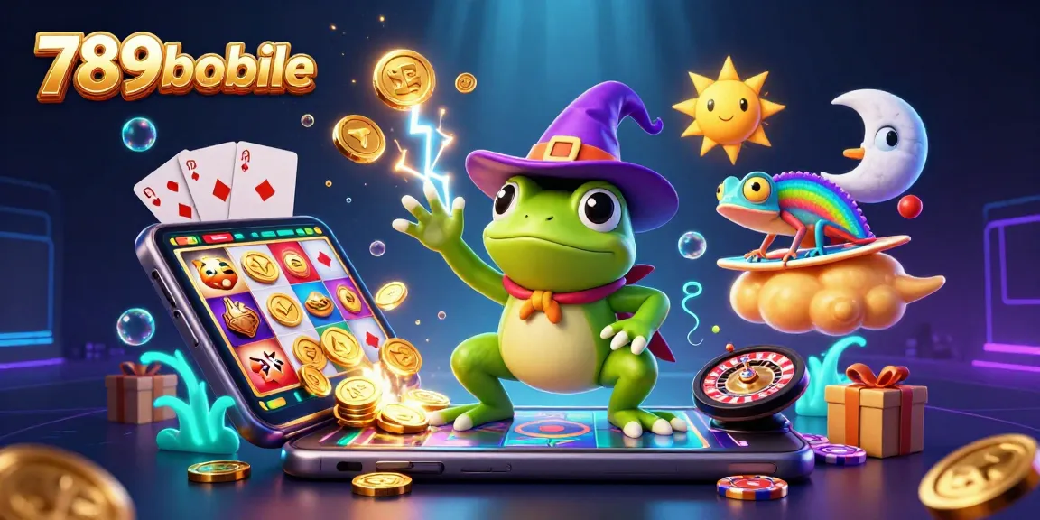 Win big with 789betmobile's exciting casino games featuring a whimsical scene of characters and vibrant elements.