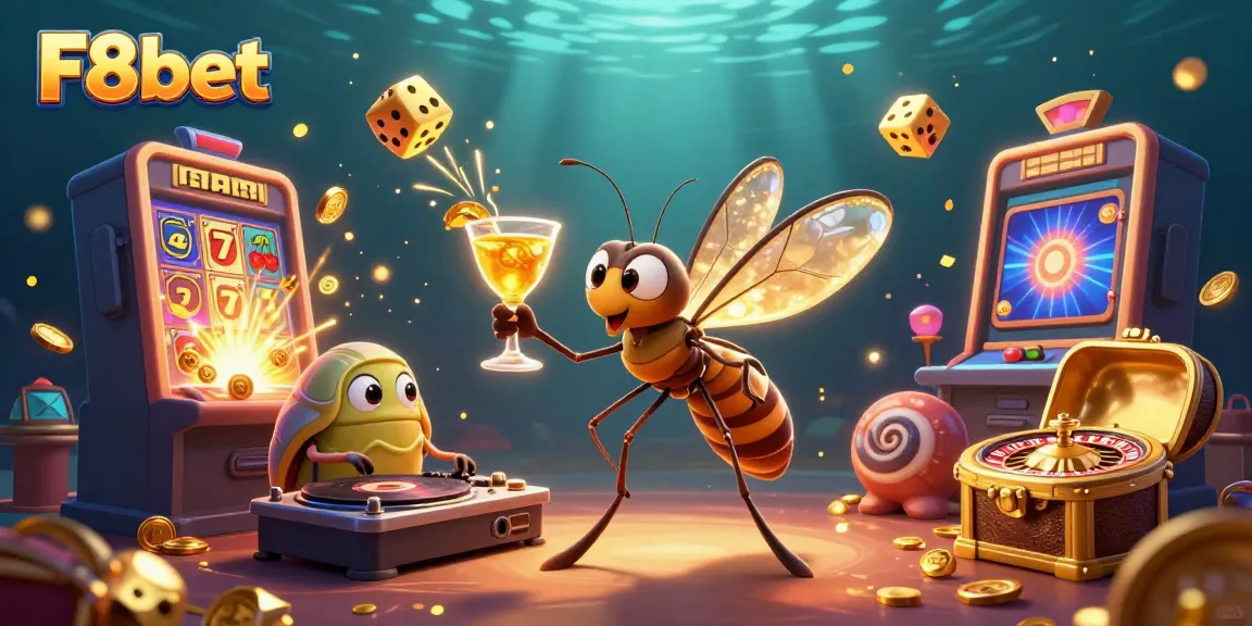 Experience excitement at F8bet with a lively casino scene featuring unique characters and games.