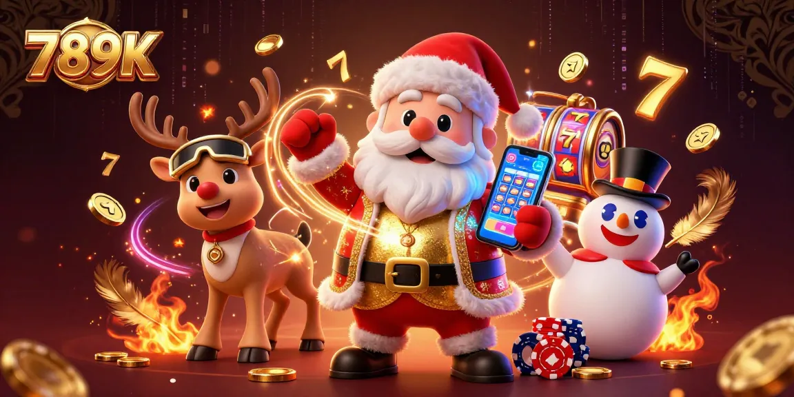 Experience thrilling jackpots with 789K through Santa Claus and friends in a vibrant casino scene.