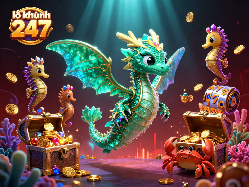 Engage with lô khung 247 in this vibrant 3D casino illustration showcasing aquatic adventure.