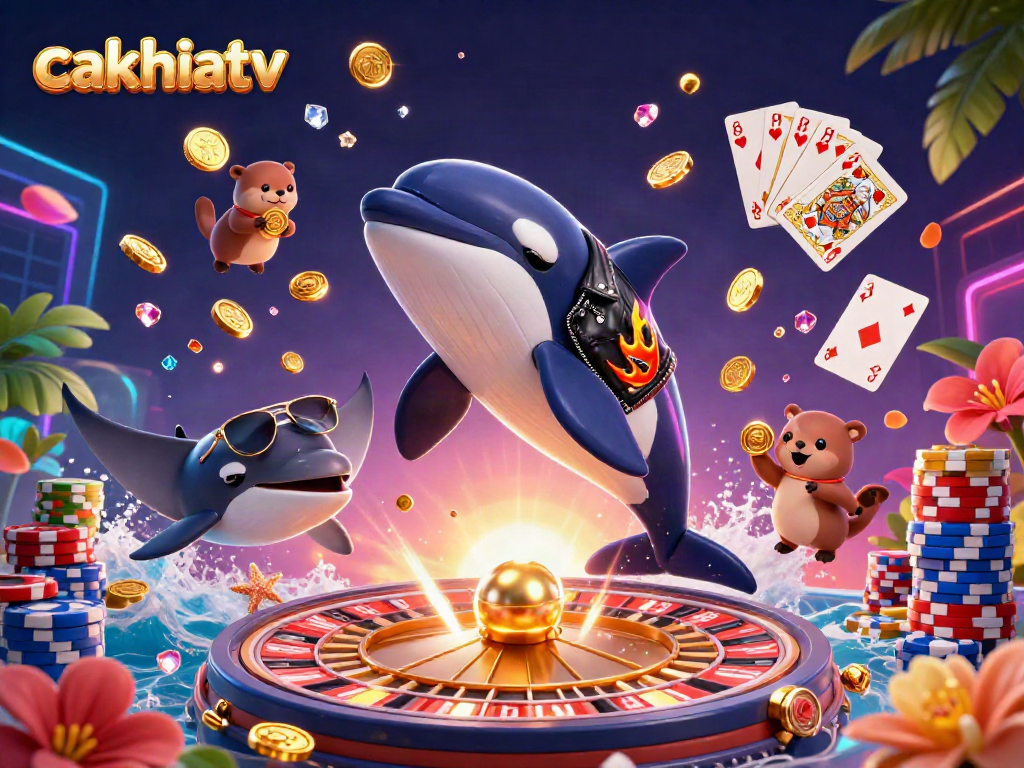 Cakhiatv showcases exciting online gambling elements with vibrant characters and casino-themed visuals.