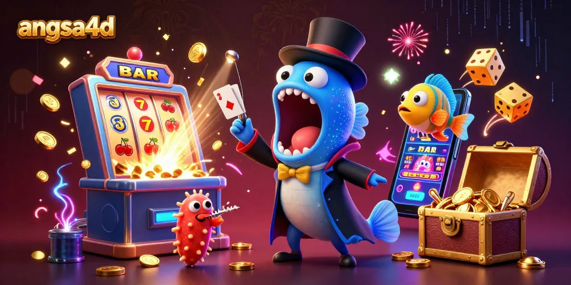 Experience thrilling jackpots at angsa4d with a bioluminescent eel magician and vibrant casino elements.