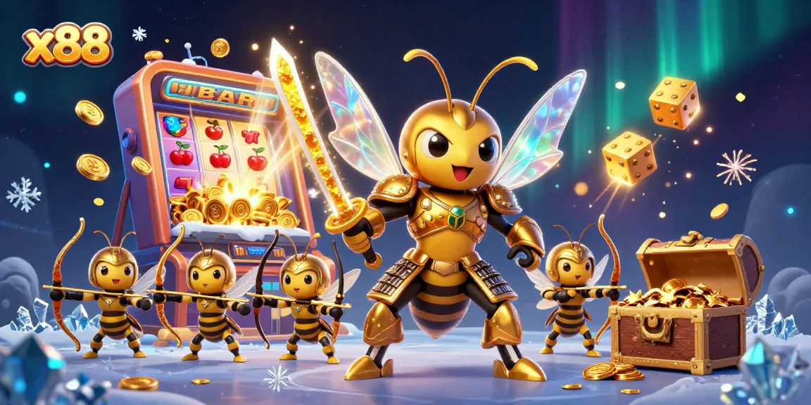 x88 offers an exhilarating gaming experience with vibrant slot machine action, golden coins, and dynamic gaming elements.