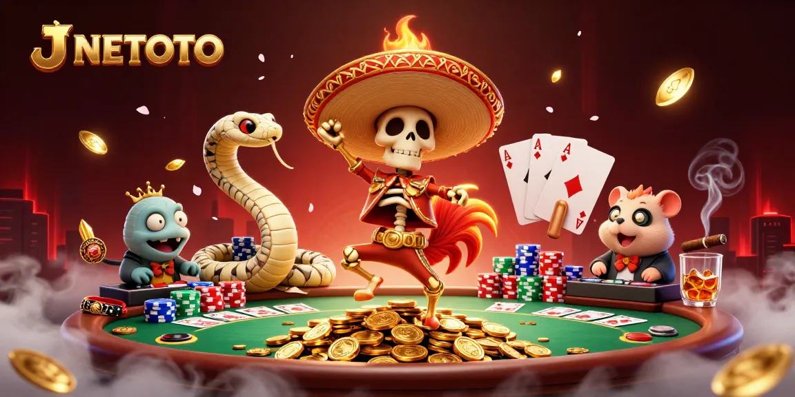 Menangkan permainan di JNETOTO dengan suasana kasino yang meriah dan karakter yang unik.