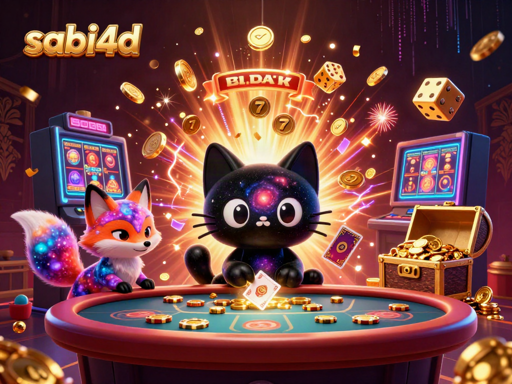 Engage with the magical cosmos at the SABI4D casino, where a black hole cat and nebula fox pull in winnings.