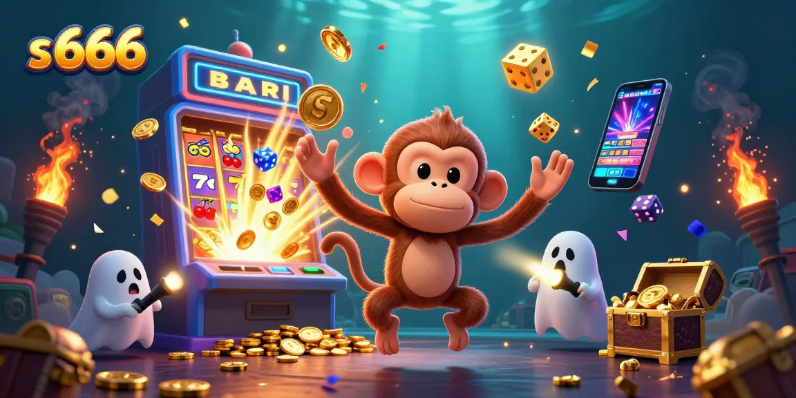 Experience the thrill of slots with s 666 in this vibrant, animated casino scene featuring playful characters.
