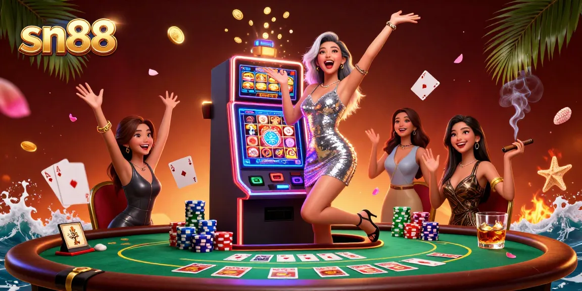 Win big at sn88 with an exciting slot jackpot celebration featuring vibrant casino elements.
