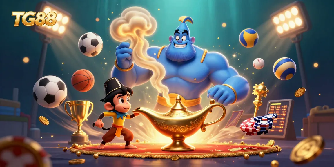 Engage with the TG88 realm of gaming as the genie unleashes a golden treasure of poker chips!
