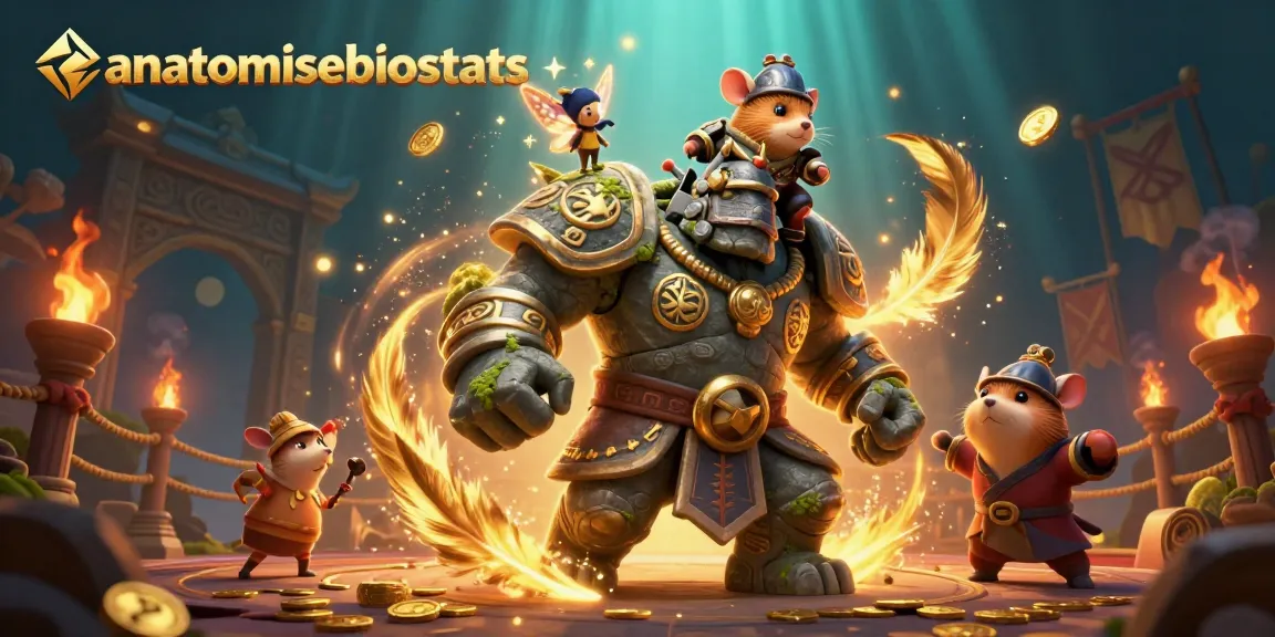 Engage with the interactive gaming world of anatomisebiostats, featuring a golem guardian, fairy magic, and hamster knight.