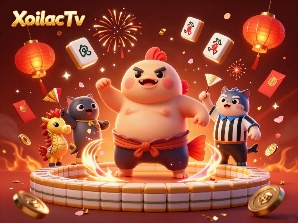 Experience the excitement of XoilacTv with a 3D cartoon fugu in a vibrant underwater casino scene celebrating with fireworks and lucky symbols.