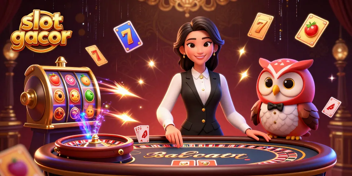 Experience the excitement of slot gacor with lively characters and dynamic elements in a vibrant casino scene.