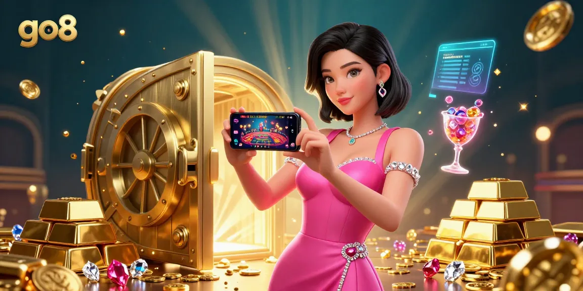 Experience thrilling wins at go8 with a vibrant live dealer game showcased by an elegantly dressed Asian woman.