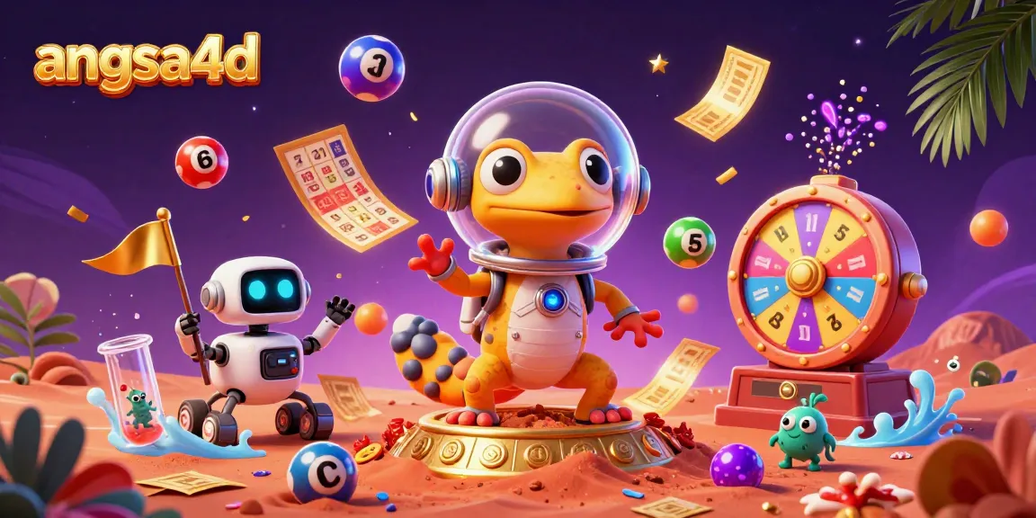 Spin and win with angsa4d as the Martian gecko discovers a golden casino amidst vibrant lottery elements.