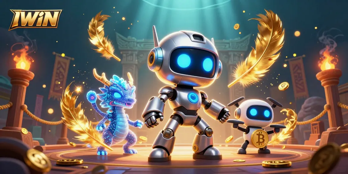 Engage with IWIN in an exciting online gaming scene featuring vibrant characters and dynamic casino elements.