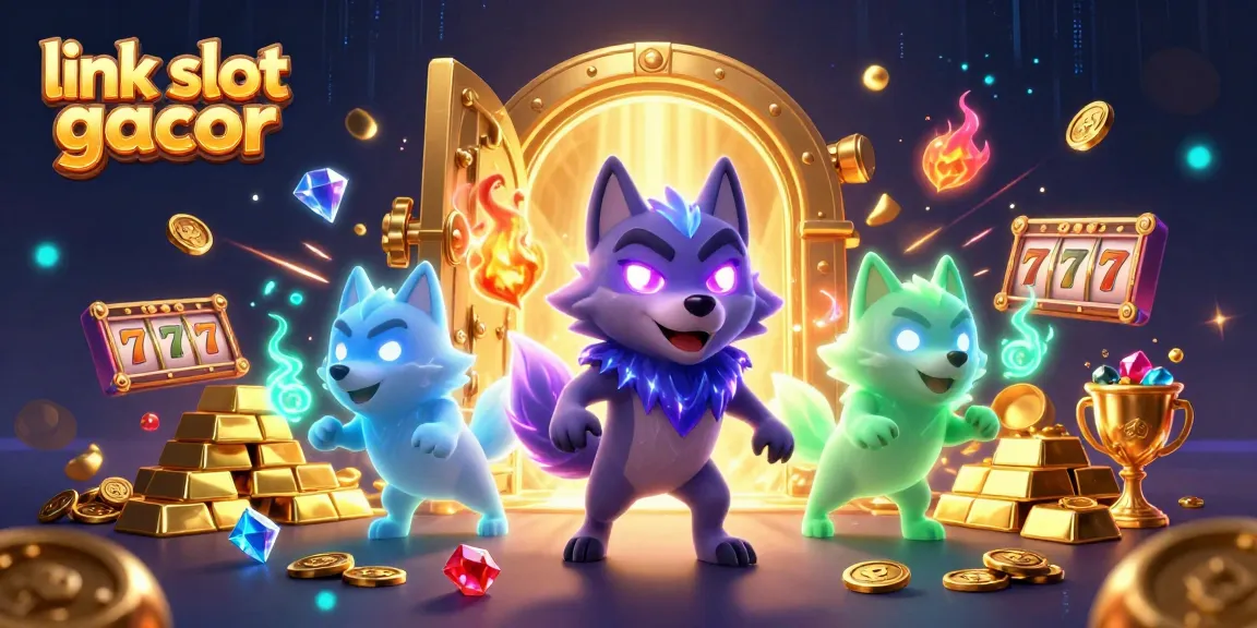 Experience thrilling gameplay with link slot gacor, featuring energetic wolf characters amidst dynamic casino elements.