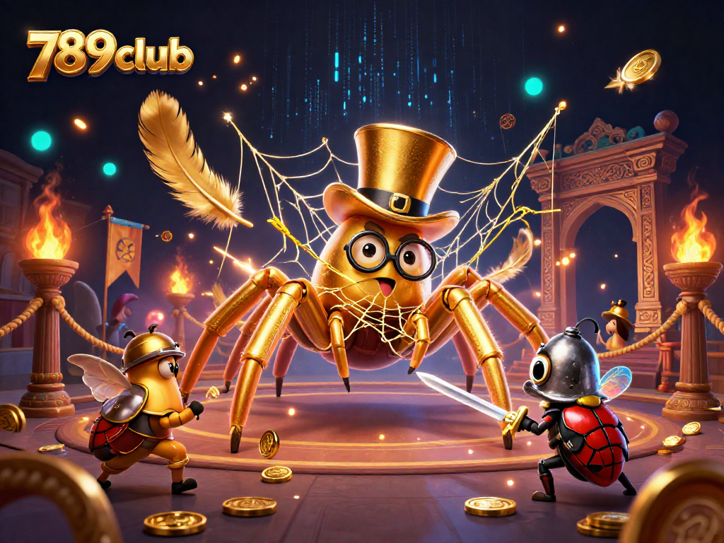 Join the adventure at 789club with a brave beetle knight facing gaming challenges in a rich casino scene.