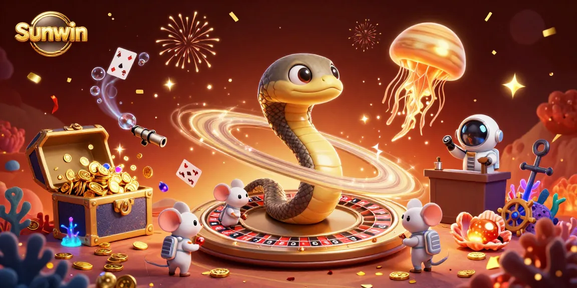 Sunwin—astronaut mice bet on Saturn's roulette rings amid a cosmic casino scene.