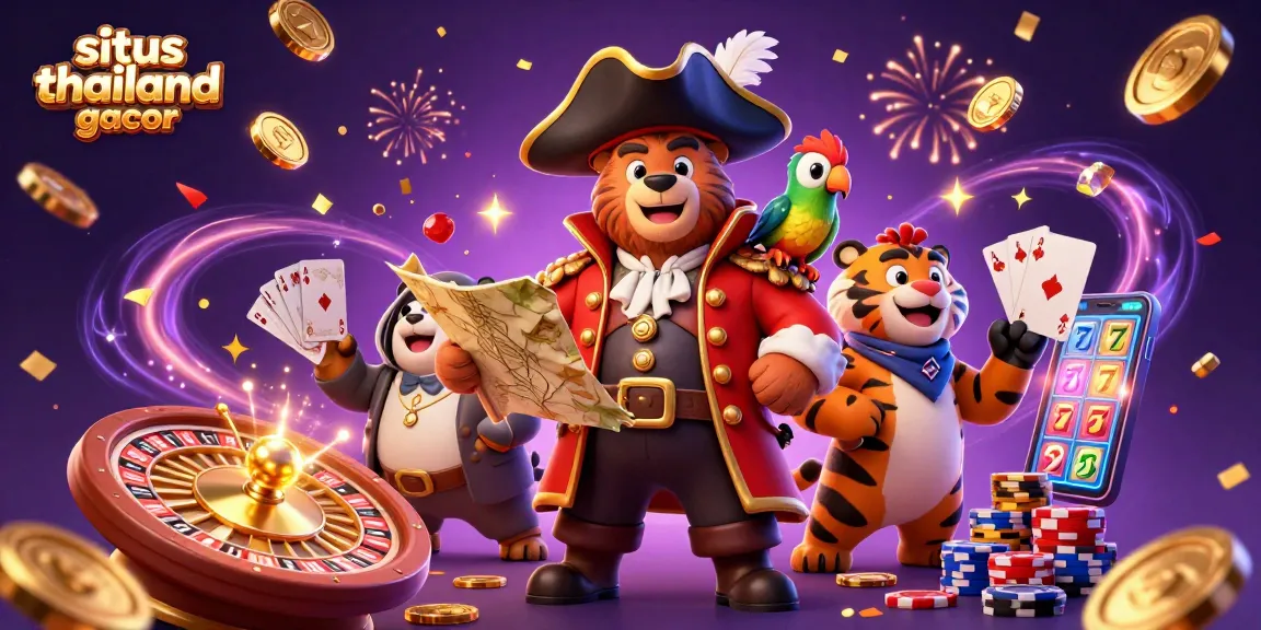 Experience exciting wins at situs thailand gacor with a vibrant illustration of casino themes, featuring lucky charms.