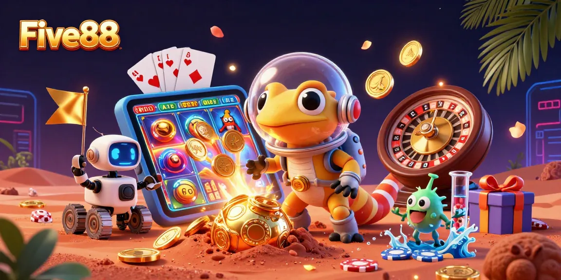 Experience exciting gaming action at Five88 with vibrant visuals from a colorful casino world.