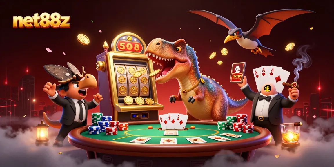 Watch the net88z pachycephalosaurus jackpot scene with flying coins and dynamic gambling elements.
