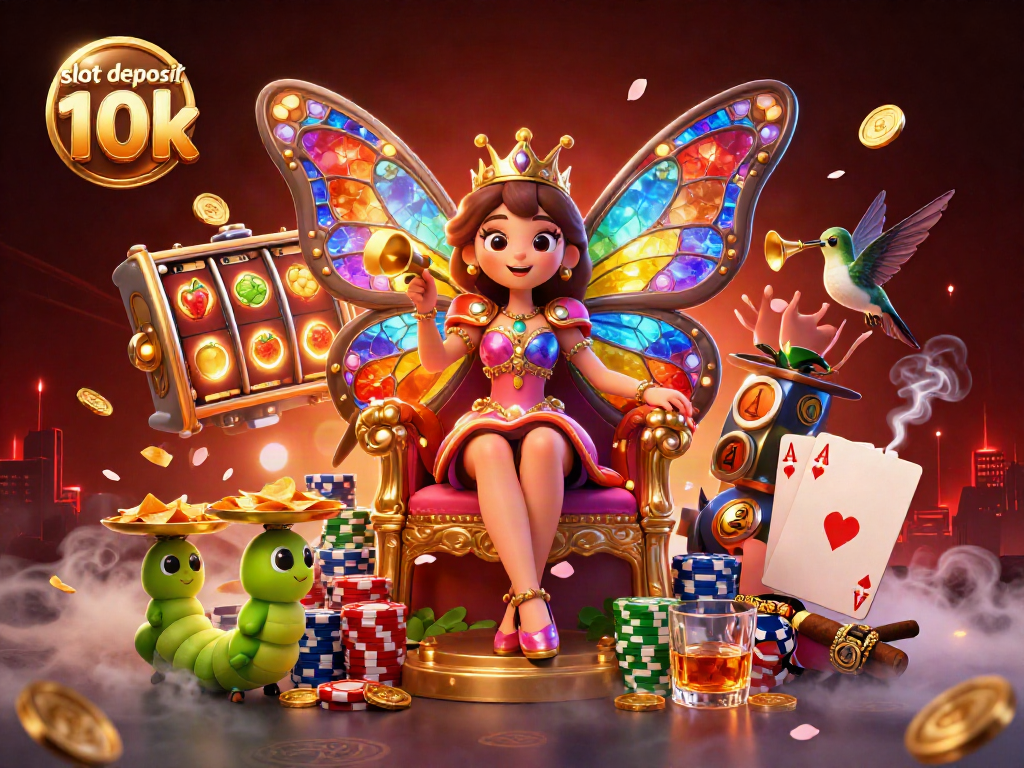 Experience the thrill of jackpots at slot deposit 10k, illustrated with a vibrant casino scene.