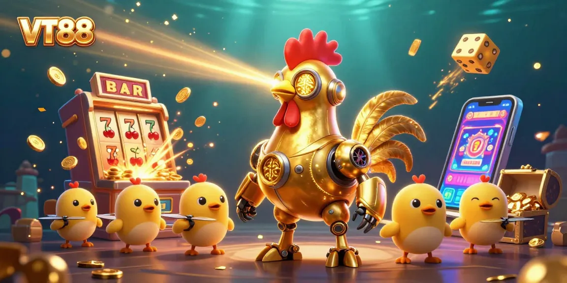 Engage in thrilling gameplay with VT88's vibrant casino scene full of winning symbols and characters.