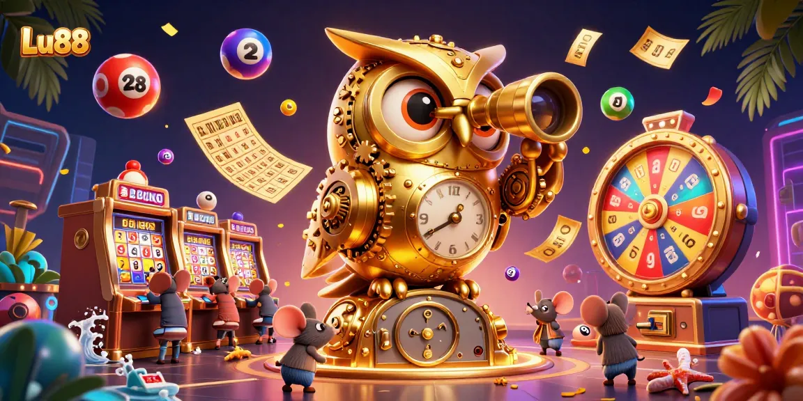 Lu88 offers an exciting atmosphere with dynamic lottery balls, golden tickets, and vibrant casino elements.