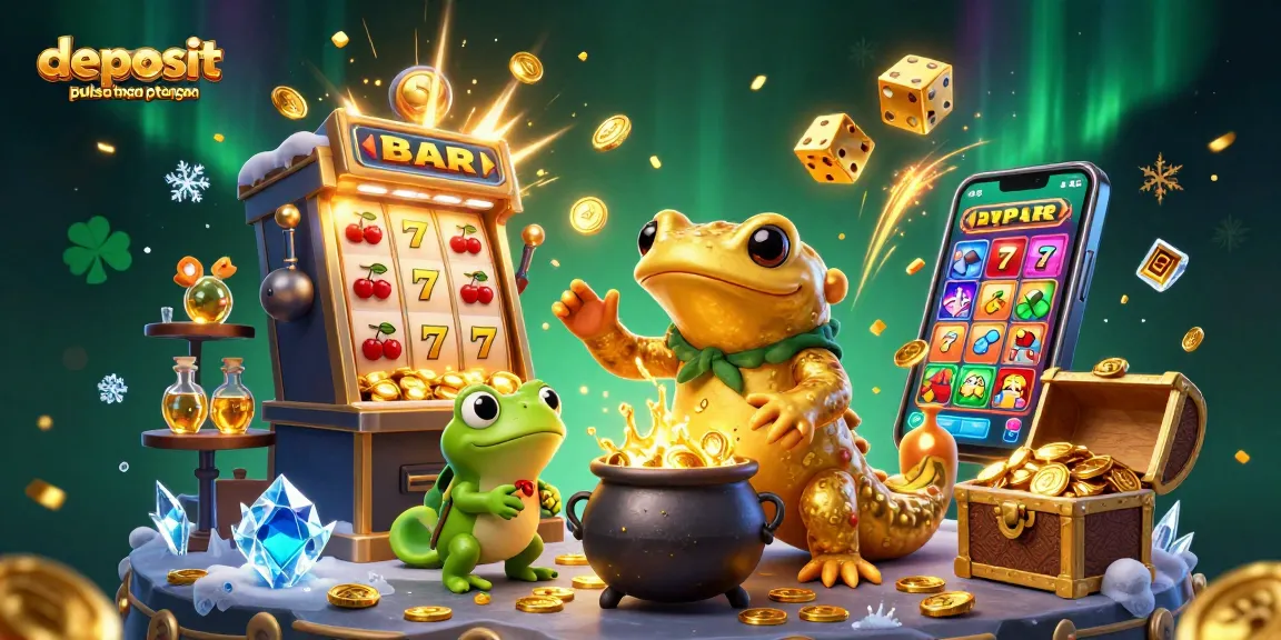 Enhance gaming with deposit pulsa tanpa potongan for instant fun on this vibrant casino illustration.