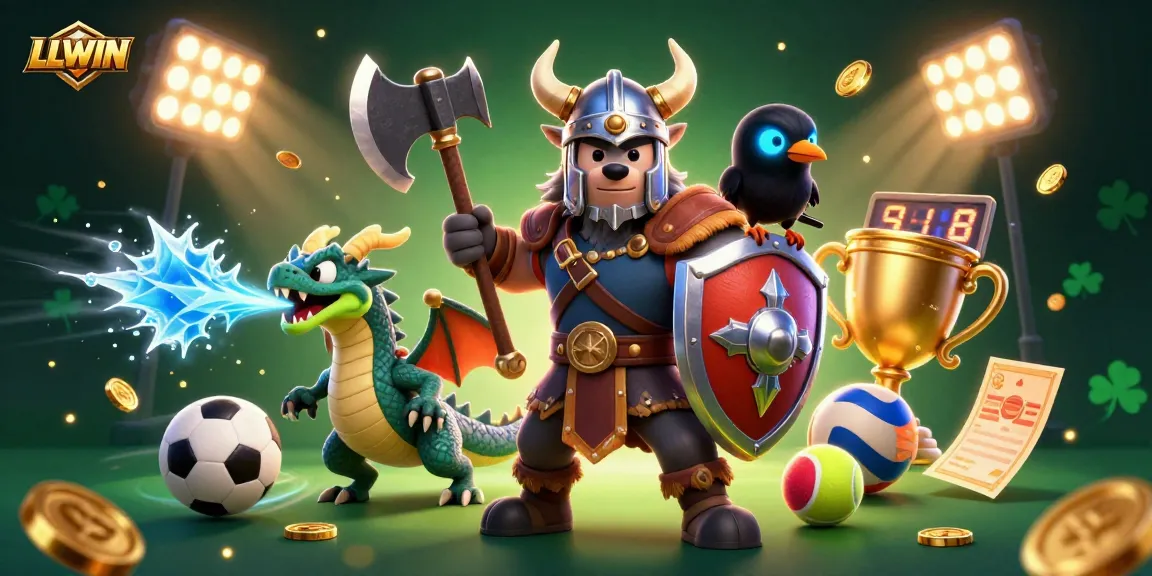 LLWIN engages players with thrilling action featuring a Viking wolf warrior, dragon, and sports elements.