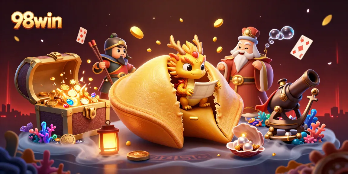 Engage in winning strategies with 98win at this vibrant online casino illustration.
