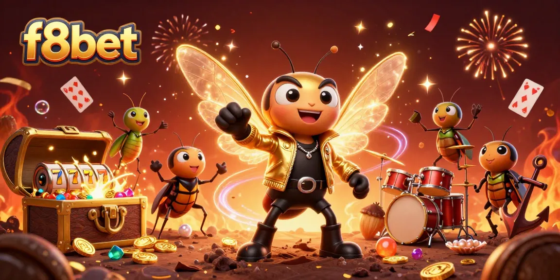 Experience the excitement at f8bet with vibrant 3D casino characters surrounded by dynamic game elements.