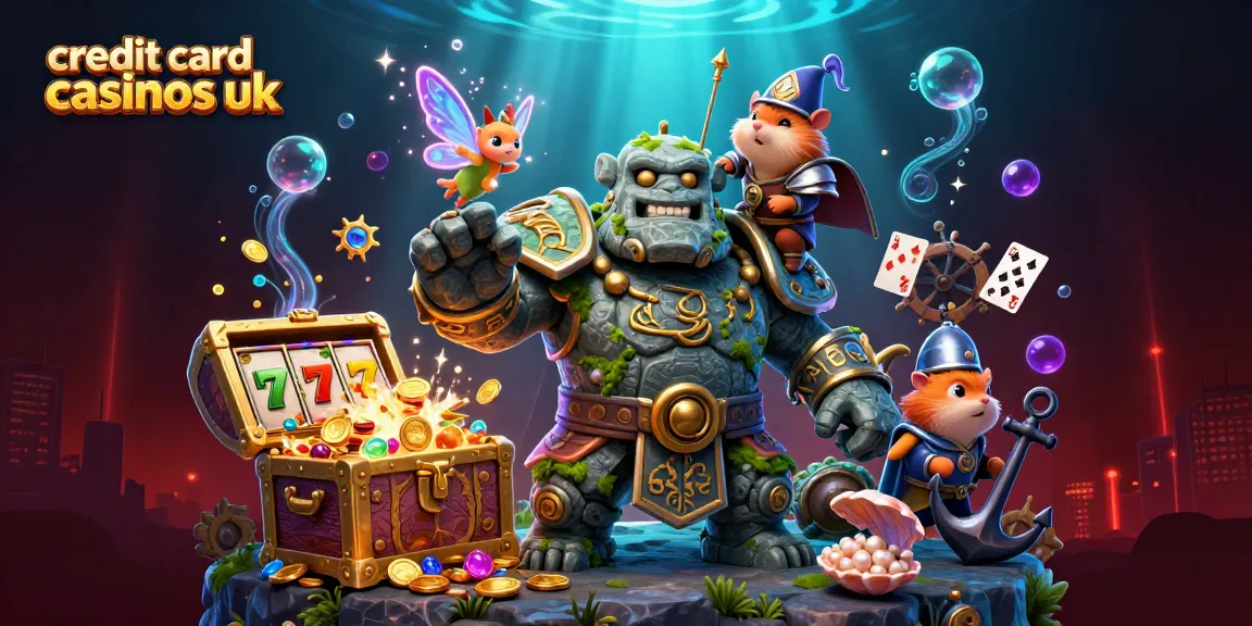Engage with credit card casinos UK through a magical adventure featuring a golem, fairy, and hamster knight.