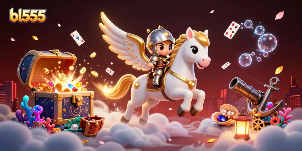 Win big with bl555 as a celestial knight rides through a vibrant casino adventure