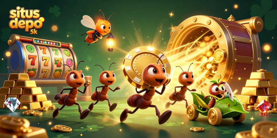 Experience situs depo 5k with a team of adorable ants hauling a massive golden poker chip through a dynamic casino-themed heist.