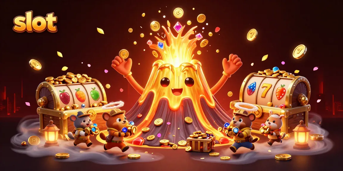 Spin to win with thrilling slot games featuring golden coins and dynamic volcano.